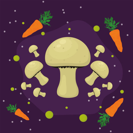 mushrooms and carrotsのイラスト素材