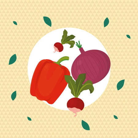 vegetables in circular frameのイラスト素材
