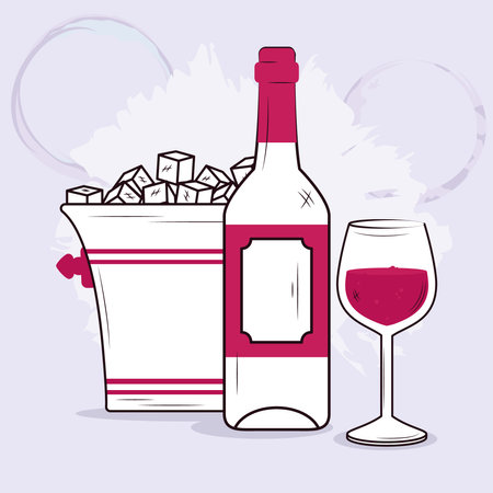 wine bottle and glassのイラスト素材