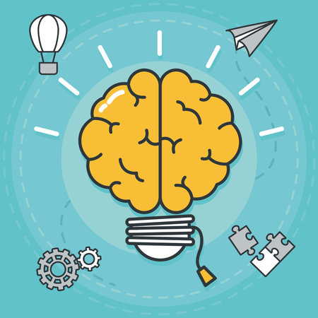 brain bulb illustrationのイラスト素材
