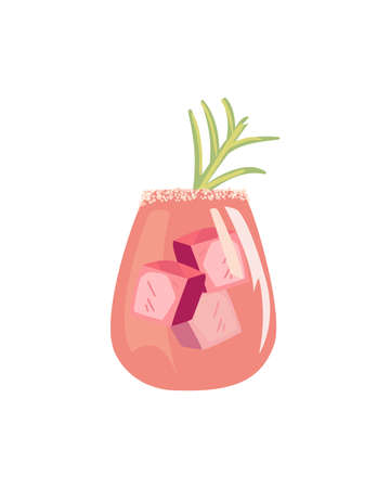 cocktail cup with leafのイラスト素材
