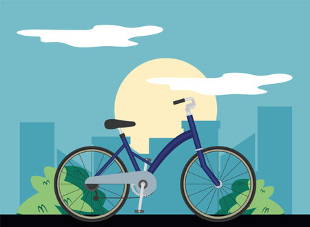 bike in front of sunのイラスト素材