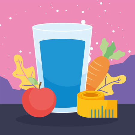 Water glass with fitness meterのイラスト素材