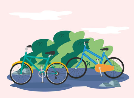 two bikes vehiclesのイラスト素材