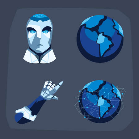 Robots cartoons icon groupのイラスト素材
