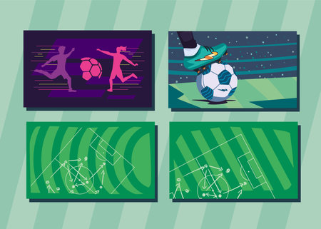 soccer banners setのイラスト素材