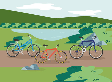 bikes in front of lake
