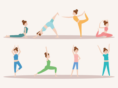 women doing yogaのイラスト素材