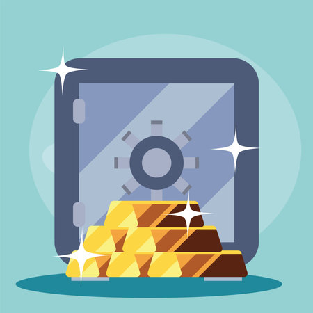 strongbox with goldのイラスト素材