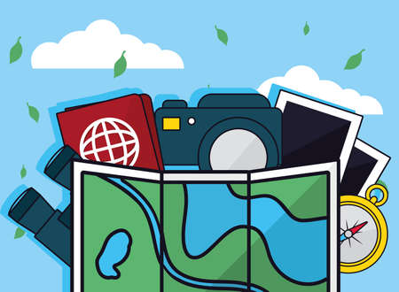 map with icon collectionのイラスト素材