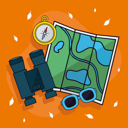 map with icon setのイラスト素材