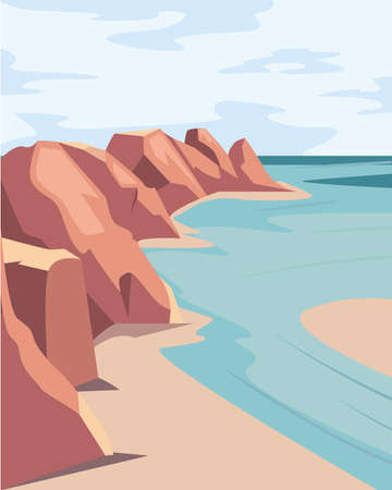 landscape with beachのイラスト素材