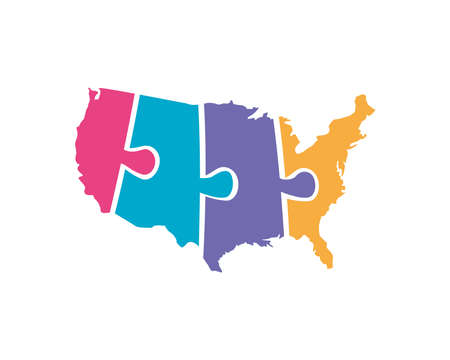 usa map puzzleのイラスト素材