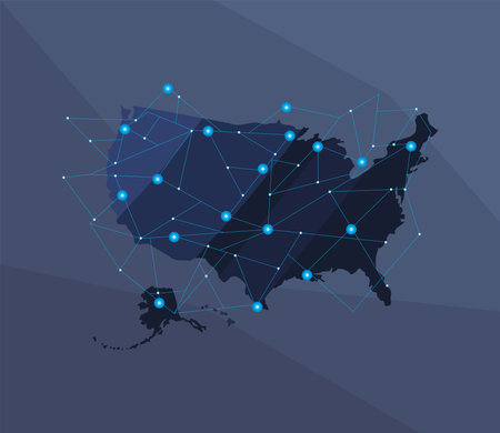 usa map with networkのイラスト素材