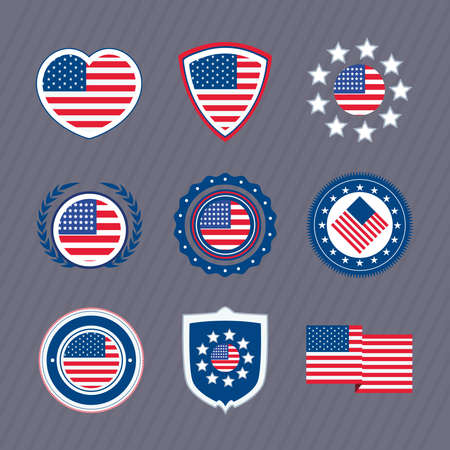 usa flag nine iconsのイラスト素材