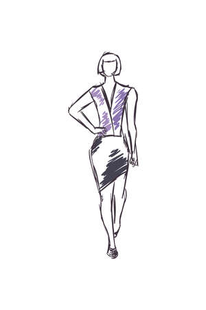 woman with skirt and blouseのイラスト素材