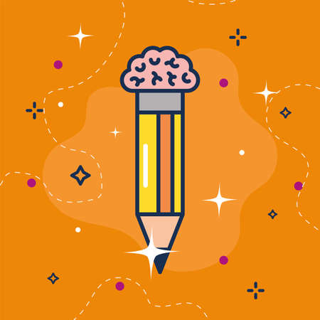 pencil with brainのイラスト素材