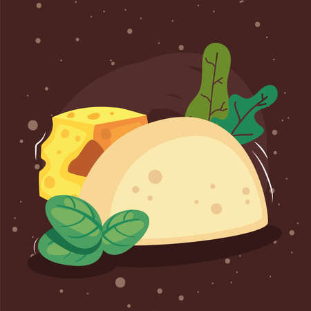 mozzarella cheese with leavesのイラスト素材