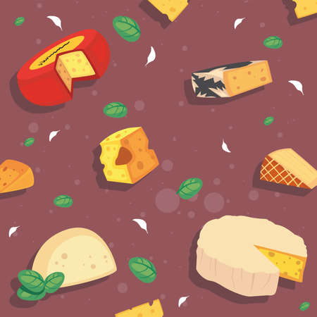pattern with pieces of cheeseのイラスト素材