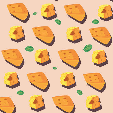 pattern with pieces of cheeseのイラスト素材