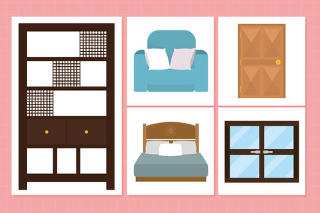 bedroom furniture setのイラスト素材