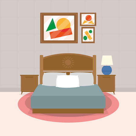 comfy bedroom illustrationのイラスト素材