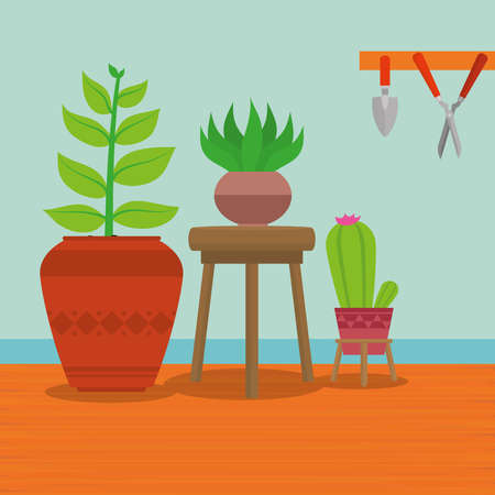 Interior plants illustrationのイラスト素材