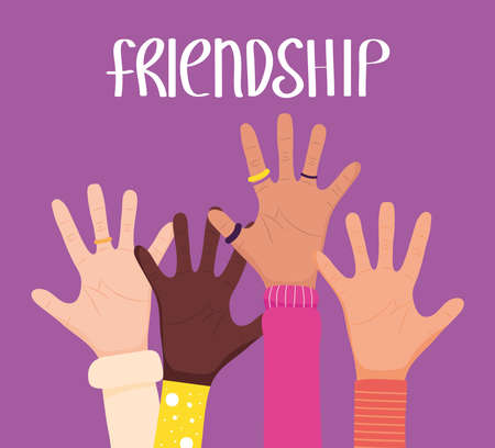 friendship hands raisedのイラスト素材