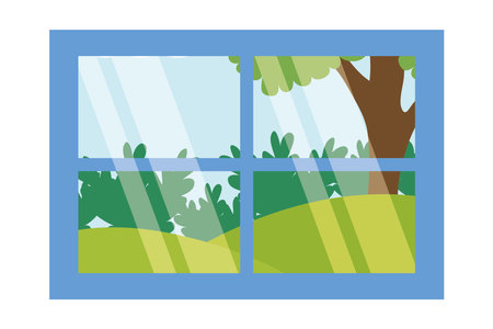 landscape view windowのイラスト素材