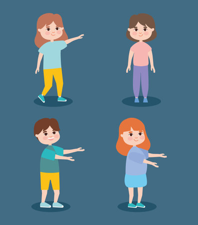 happy girls and boyのイラスト素材