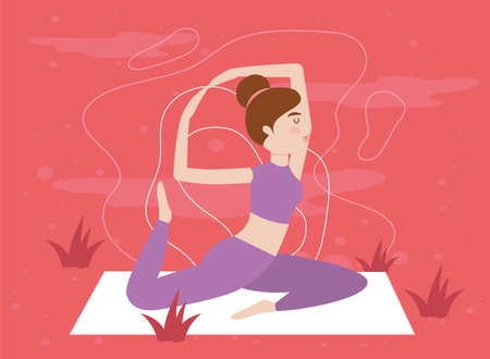 beautiful woman practicing yogaのイラスト素材