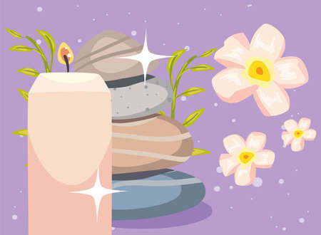stones and scented candleのイラスト素材