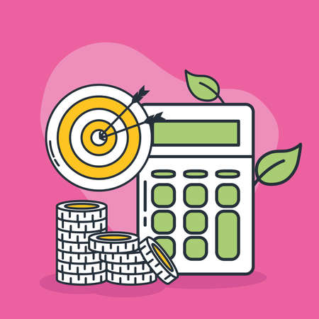 calculator and coins conceptのイラスト素材