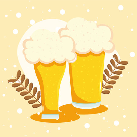 banner of beer glassesのイラスト素材