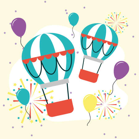 card with hot air balloonsのイラスト素材