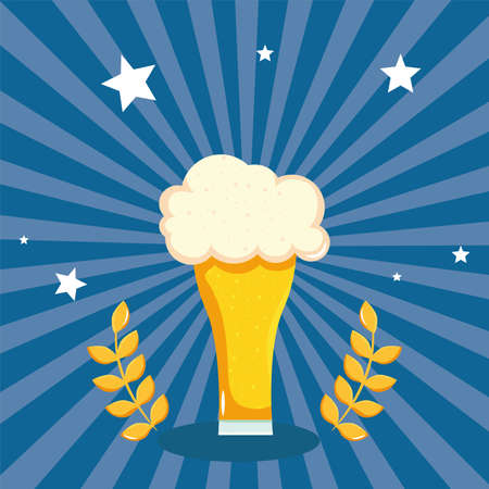 beer glass with foamのイラスト素材