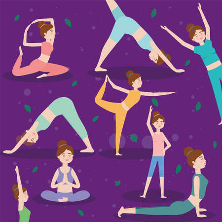 women practice yogaのイラスト素材
