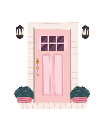 pink door frontのイラスト素材