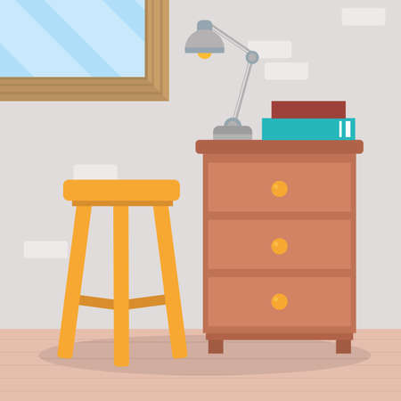home chair and drawerのイラスト素材