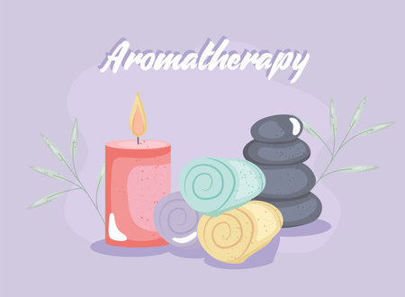 towels ,rocks and candleのイラスト素材