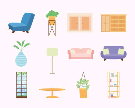 home furniture and decorationのイラスト素材