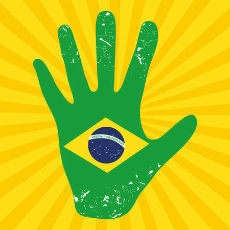 Brazilian Flag hand illustrationのイラスト素材