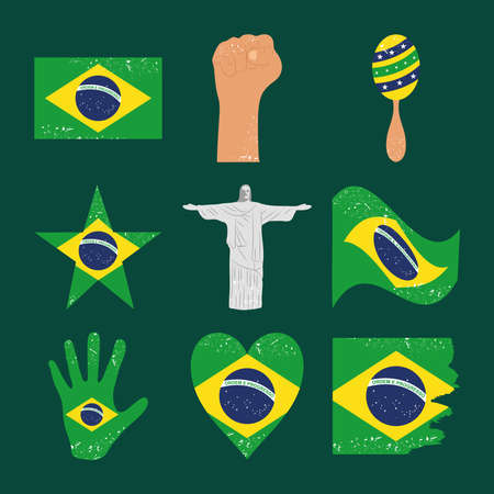 brazilian symbols setのイラスト素材