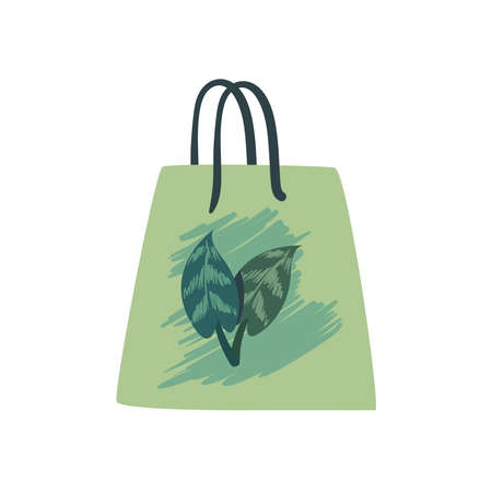 eco bag with leavesのイラスト素材