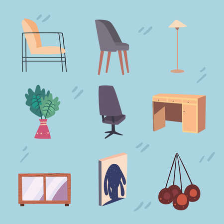 Home spaces and living room scenesのイラスト素材