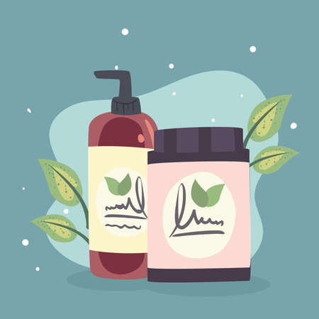 Spa center jar and bottleのイラスト素材