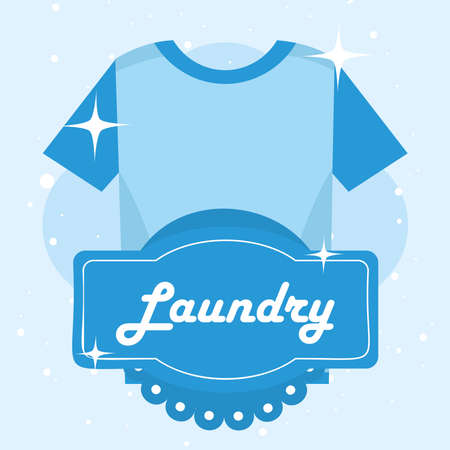 Laundry tshirt on blue backgroundのイラスト素材