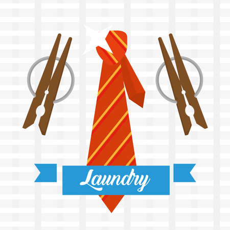 Laundry tie with clothespinsのイラスト素材