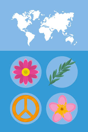 world map and pacifism symbolのイラスト素材