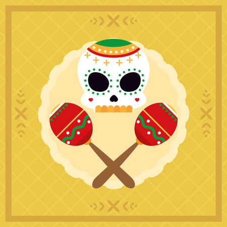 Mexican illustration with skullのイラスト素材